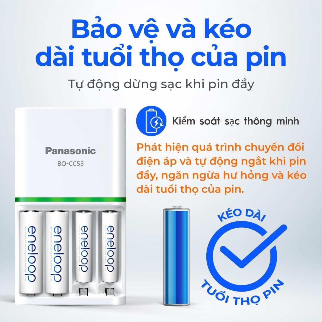 Bộ Sạc Pin Panasonic Eneloop BQ-CC55 - Ảnh 4