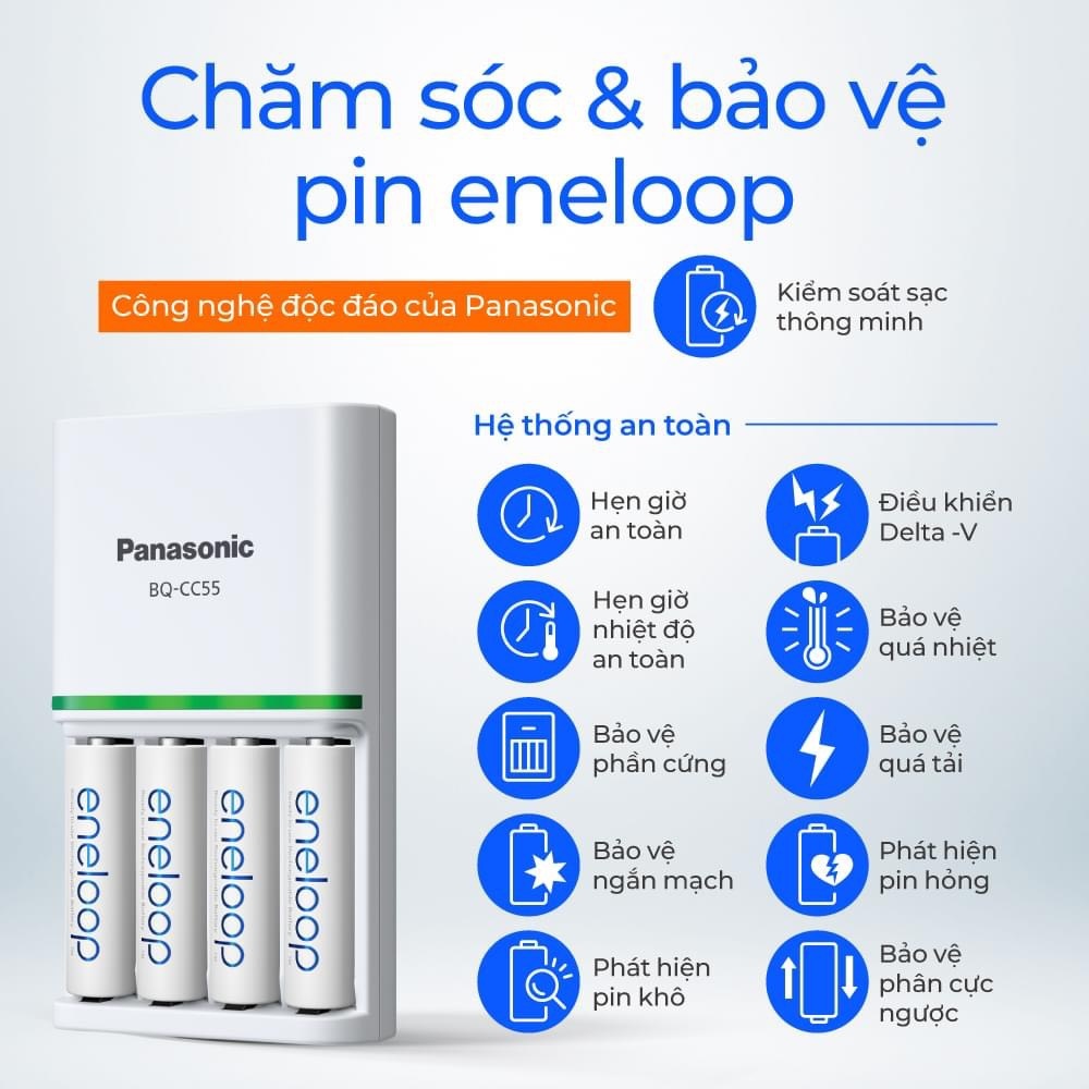 Bộ Sạc Pin Panasonic Eneloop BQ-CC55 - Ảnh 2
