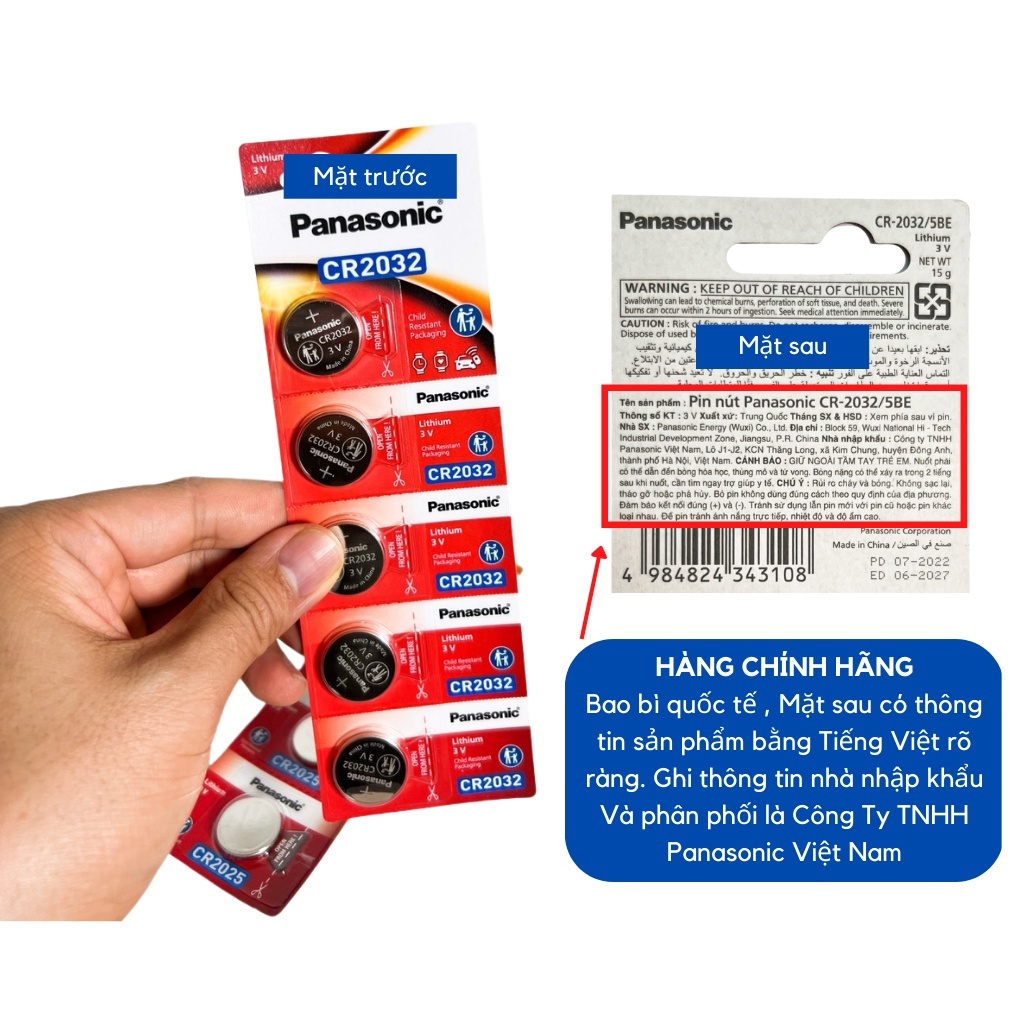 Pin CR2032 Panasonic Lithium 3V Chính Hãng - Ảnh 3