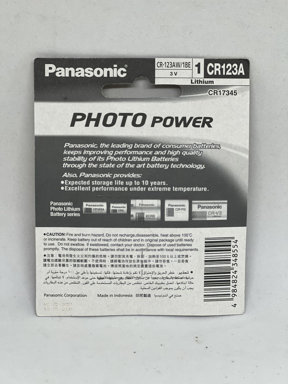 Pin CR123 Panasonic Lithium Vỉ 1 Viên - Ảnh 2