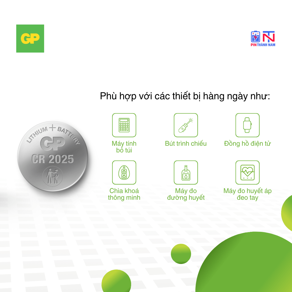 Pin CR2025 GP Lithium 3V Vỉ 5 Viên Chính Hãng - Ảnh 5