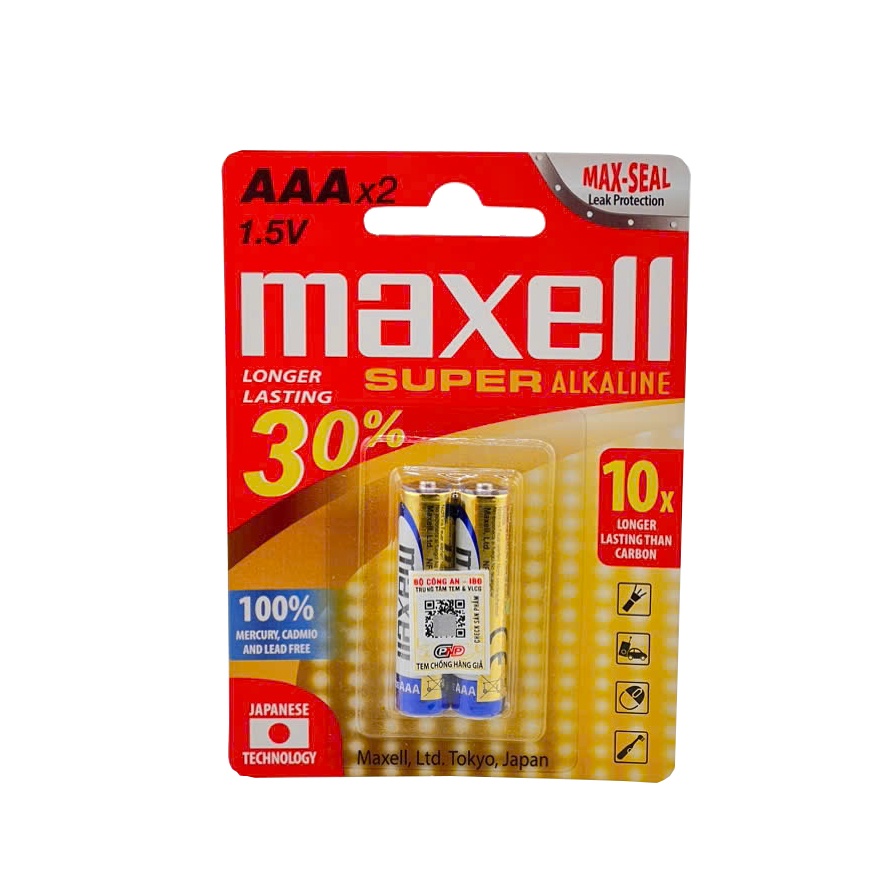 Pin AAA Maxell super alkaline Vỉ 2 Viên Chính Hãng