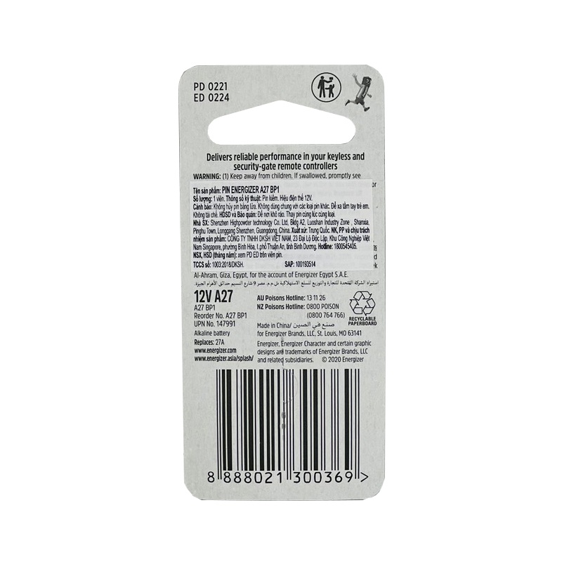 Pin A27 Energizer 12V Vỉ 1 Viên Chính Hãng - Ảnh 2