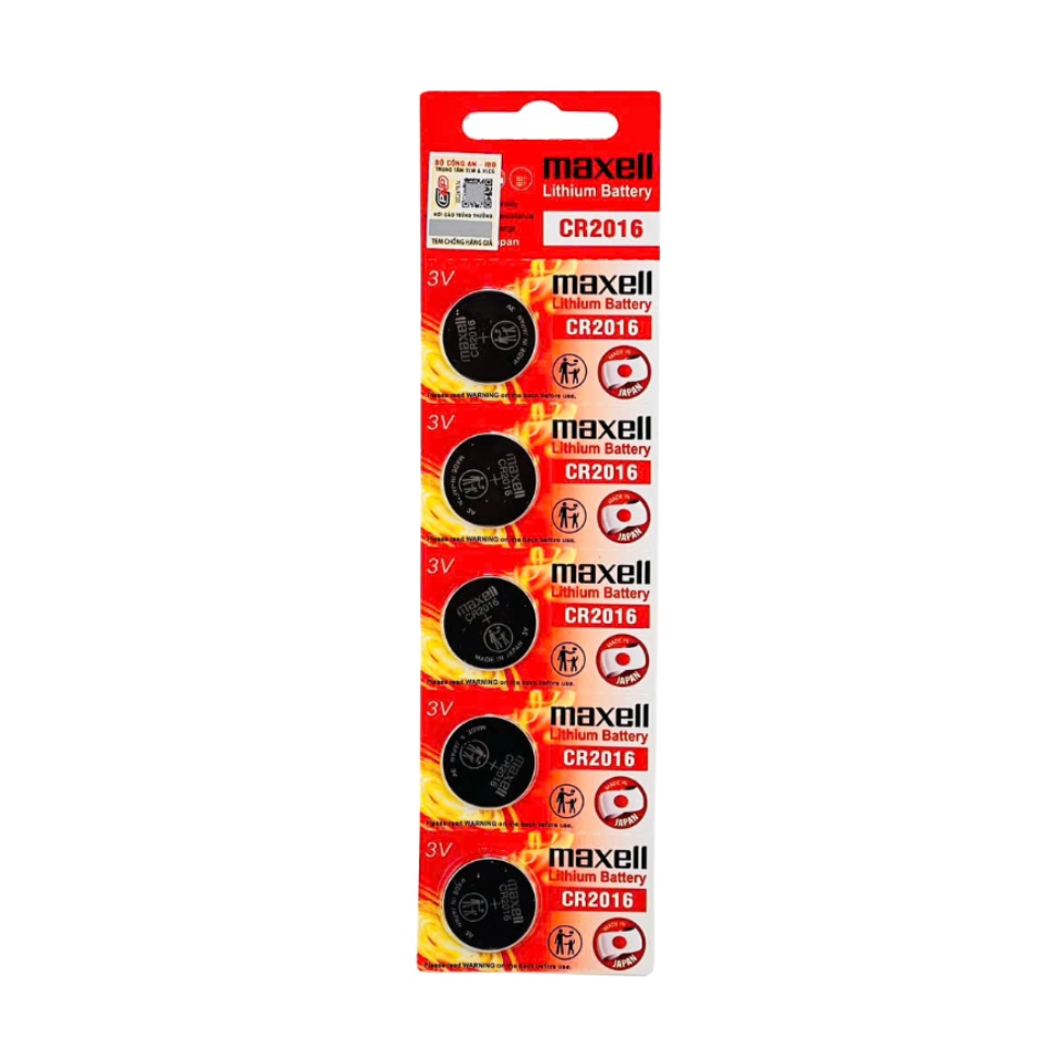 Pin CR2016 Maxell Lithium 3V Vỉ 5 Viên