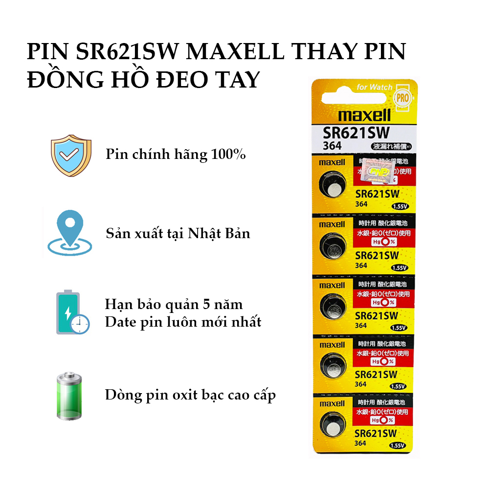 Pin SR621SW Maxell 364 Vỉ 5 Viên - Ảnh 2