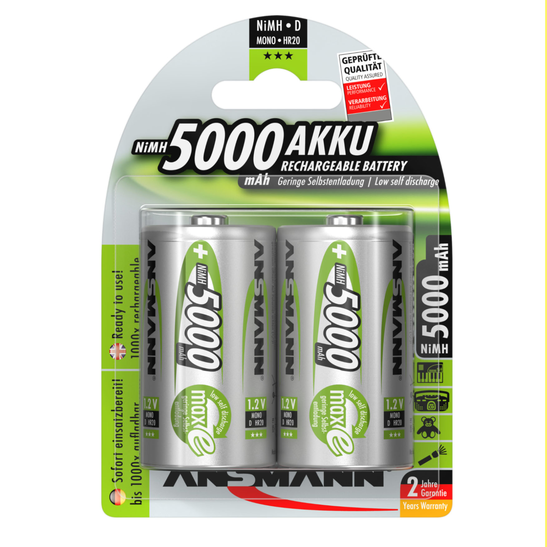 Pin Đại Sạc Ansmann 5000mAh Vỉ 2 Viên