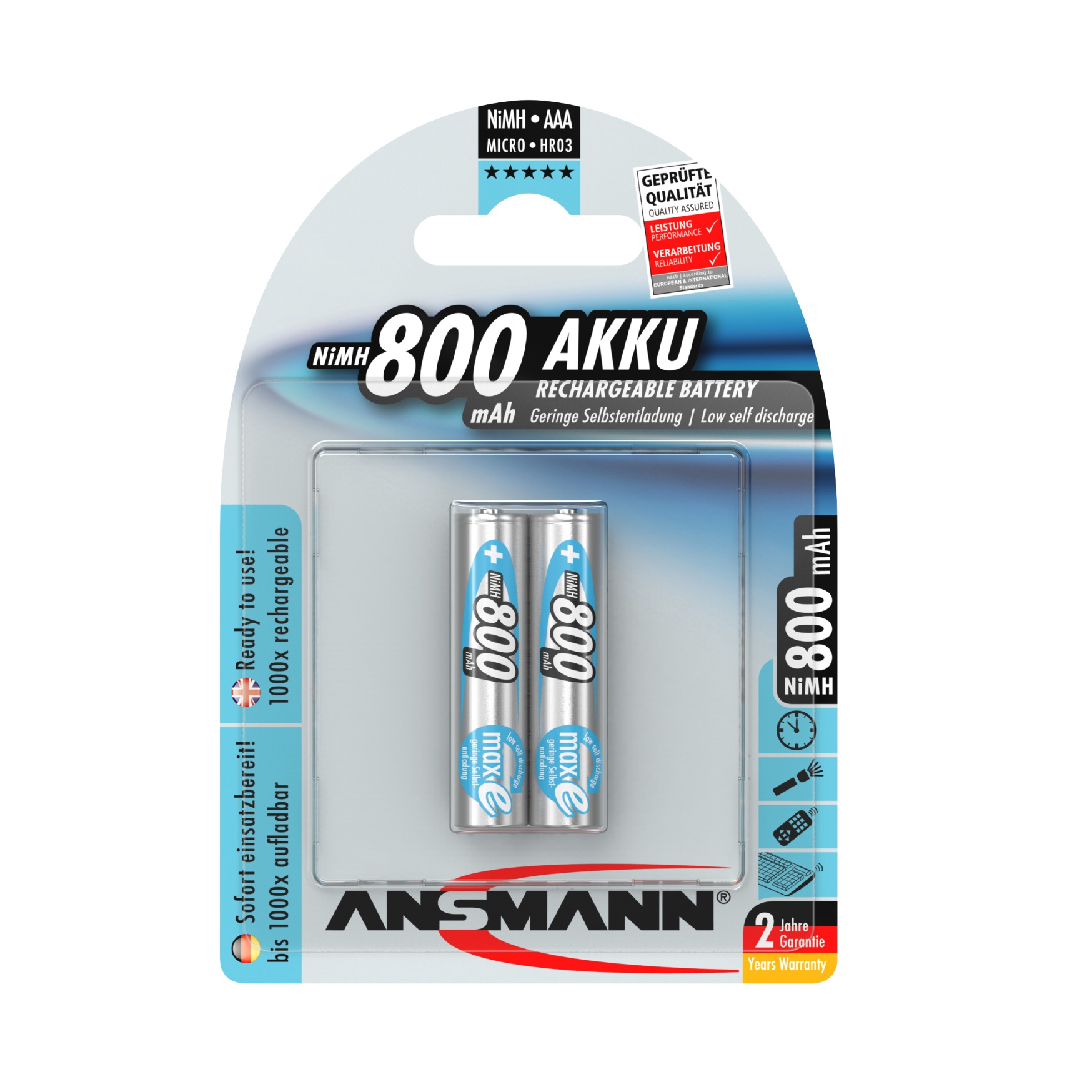 Pin Sạc AAA Ansmann 800mAh Vỉ 2 Viên