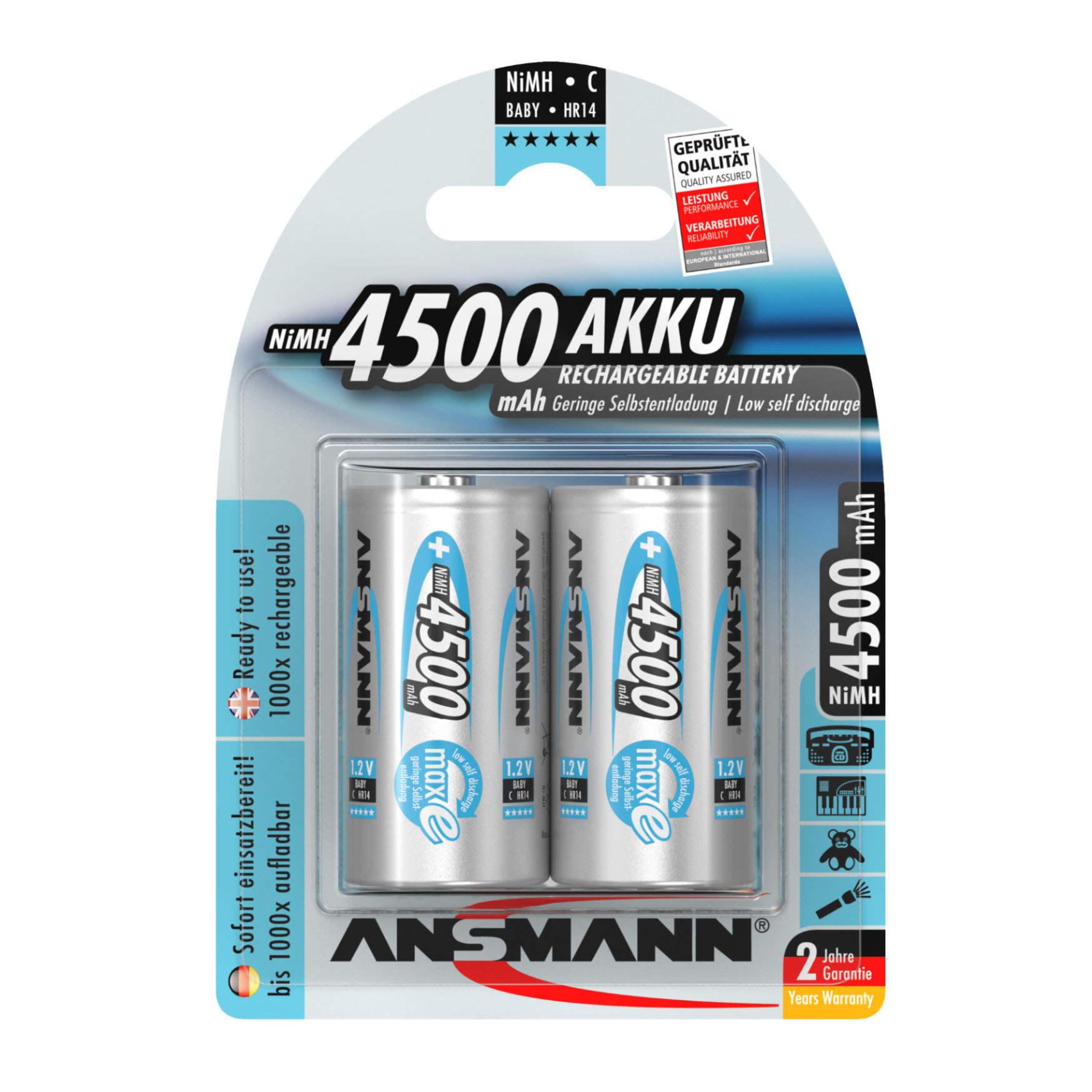Pin Trung Sạc Ansmann 4500mAh Vỉ 2 Viên