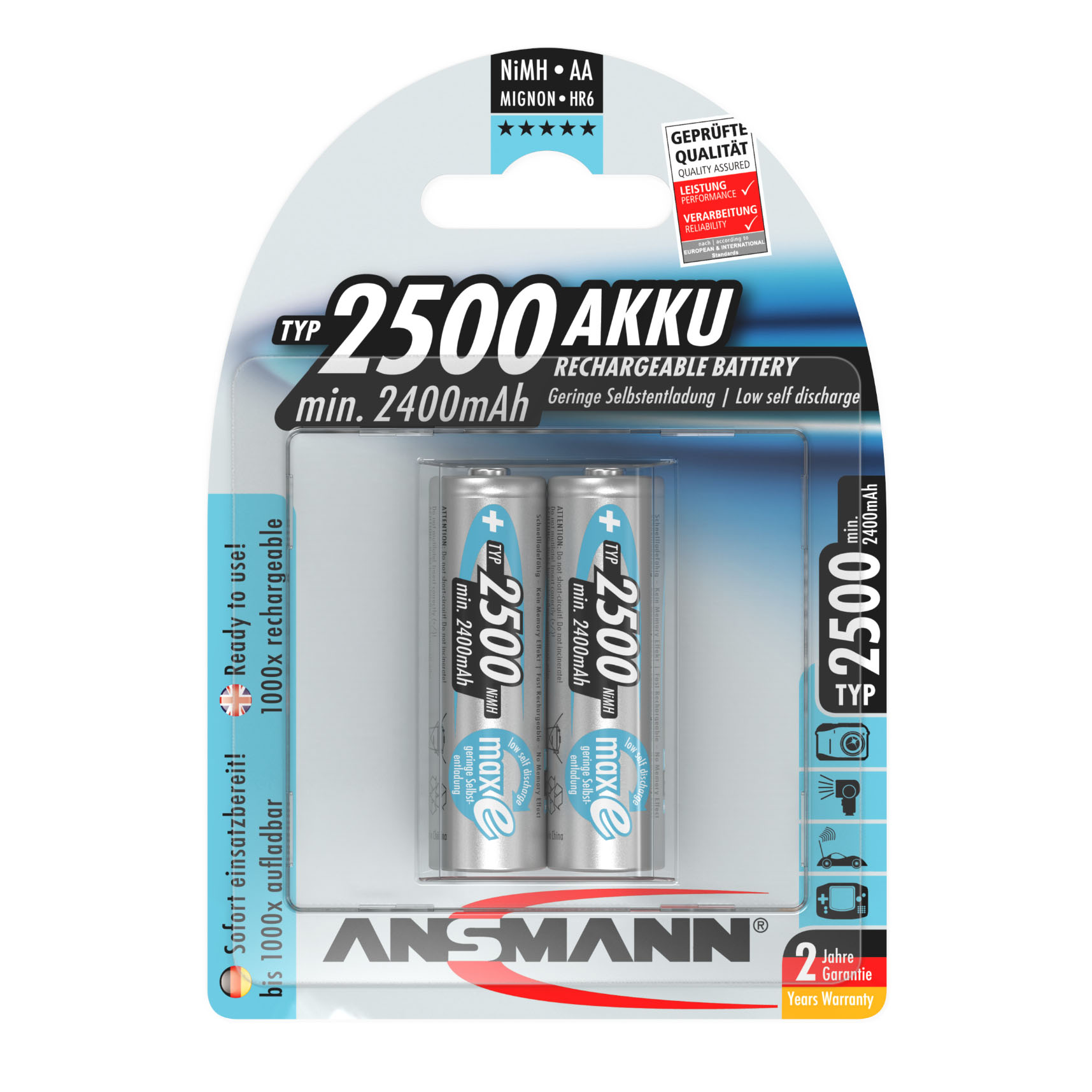 Pin Sạc AA Ansmann 2500mAh Vỉ 2 Viên