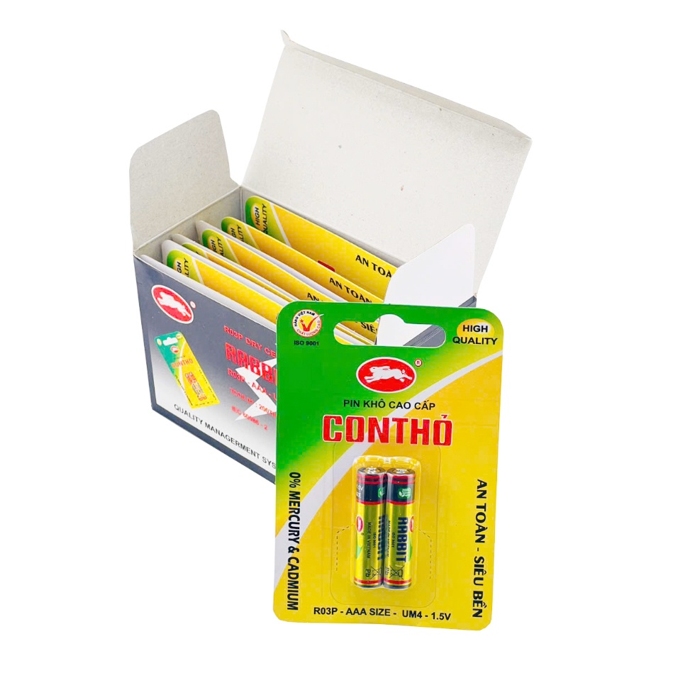 Pin Đũa AAA Con Thỏ Nhãn Nhôm Vàng Vỉ 2 Viên - Ảnh 2