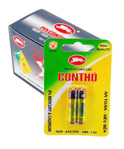 Pin Đũa AAA Con Thỏ Nhãn Nhôm Vàng Vỉ 2 Viên